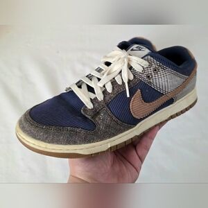 Nike Dunk Low PRM Tweed Midnight Navy Baroque Brown Corduroy FQ8746-410 Men 9.5